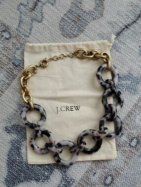 J. Crew Blonde Tortoise link necklace And Dust Bag